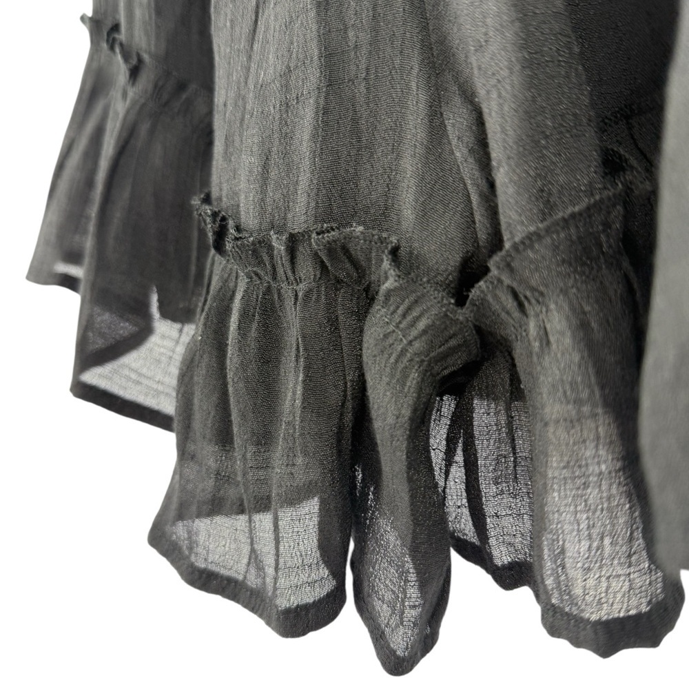Black Ruffle Wrap Skort Women’s L – Layered Flowy Asymmetrical Mini Skirt Shorts - Picture 3 of 6